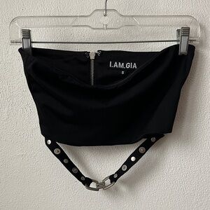 I.AM.GIA Black Strapless Top with Silver Accents